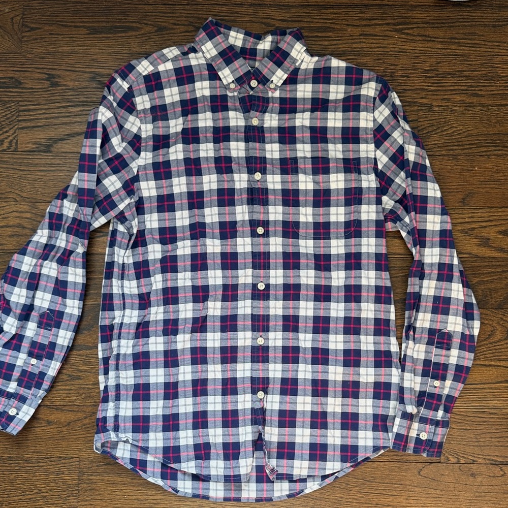 Vineyard Vines Men's Plaid Shirt - Blue, Pink, and White